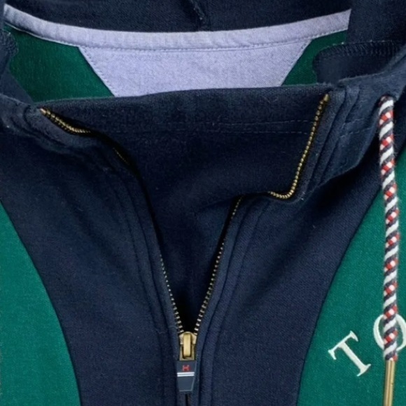 Tommy‎ Hilfiger Men’s Logo Pullover Multi Colorblock Pocket Hoodie Size XS - Picture 9 of 10
